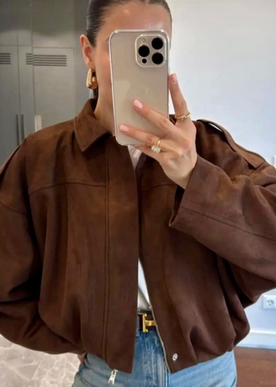 chamarra gamuza over size - Image 2