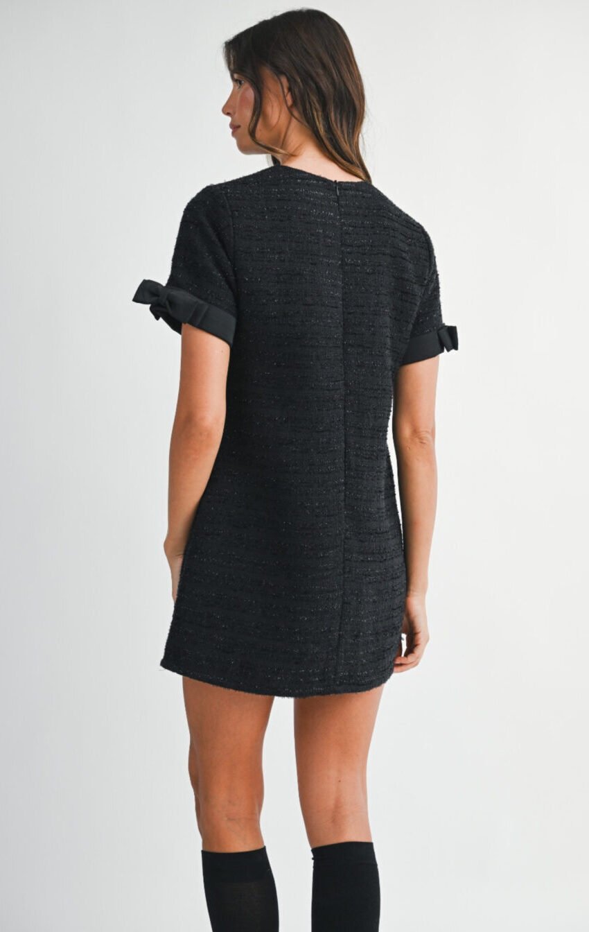 vestido negro tweed con moños - Image 2