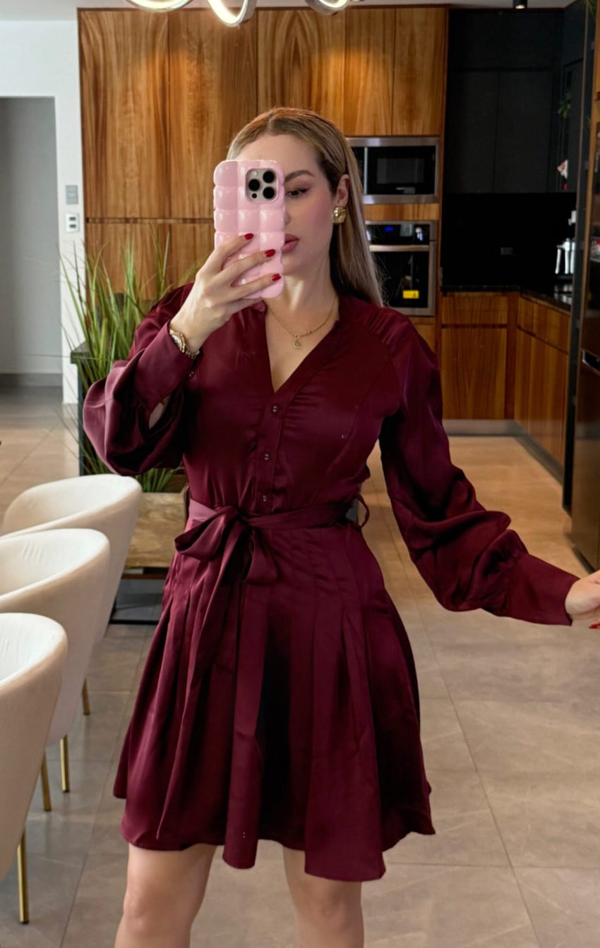 vestido corto burgundy - Image 2