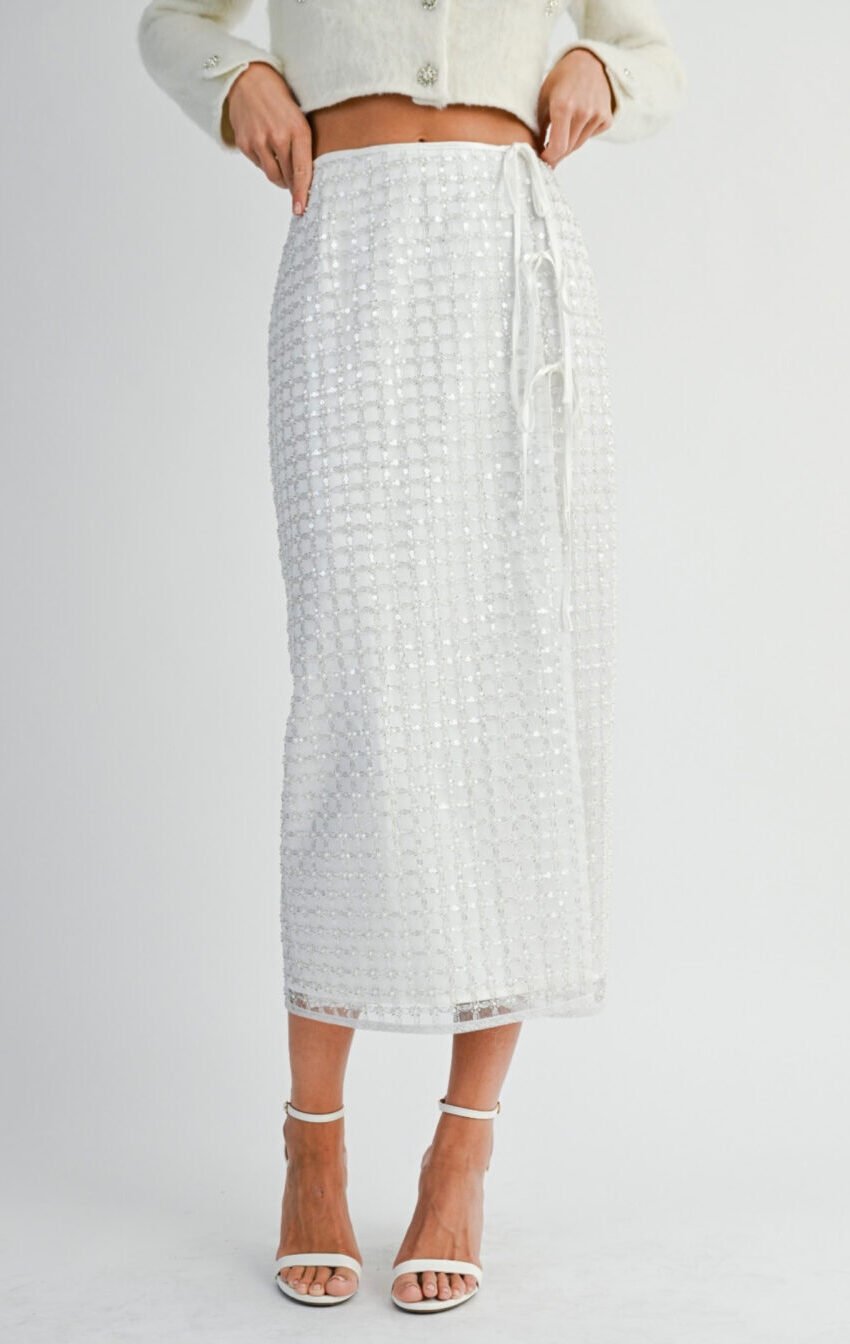 falda midi con cristales