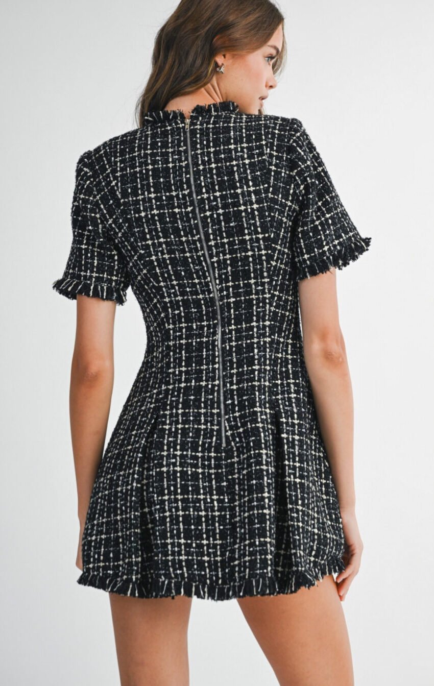 vestido tweed negro con blanco - Image 2