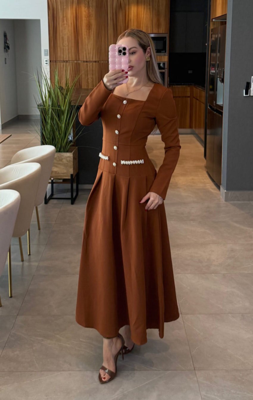 vestido midi con perlas - Image 2