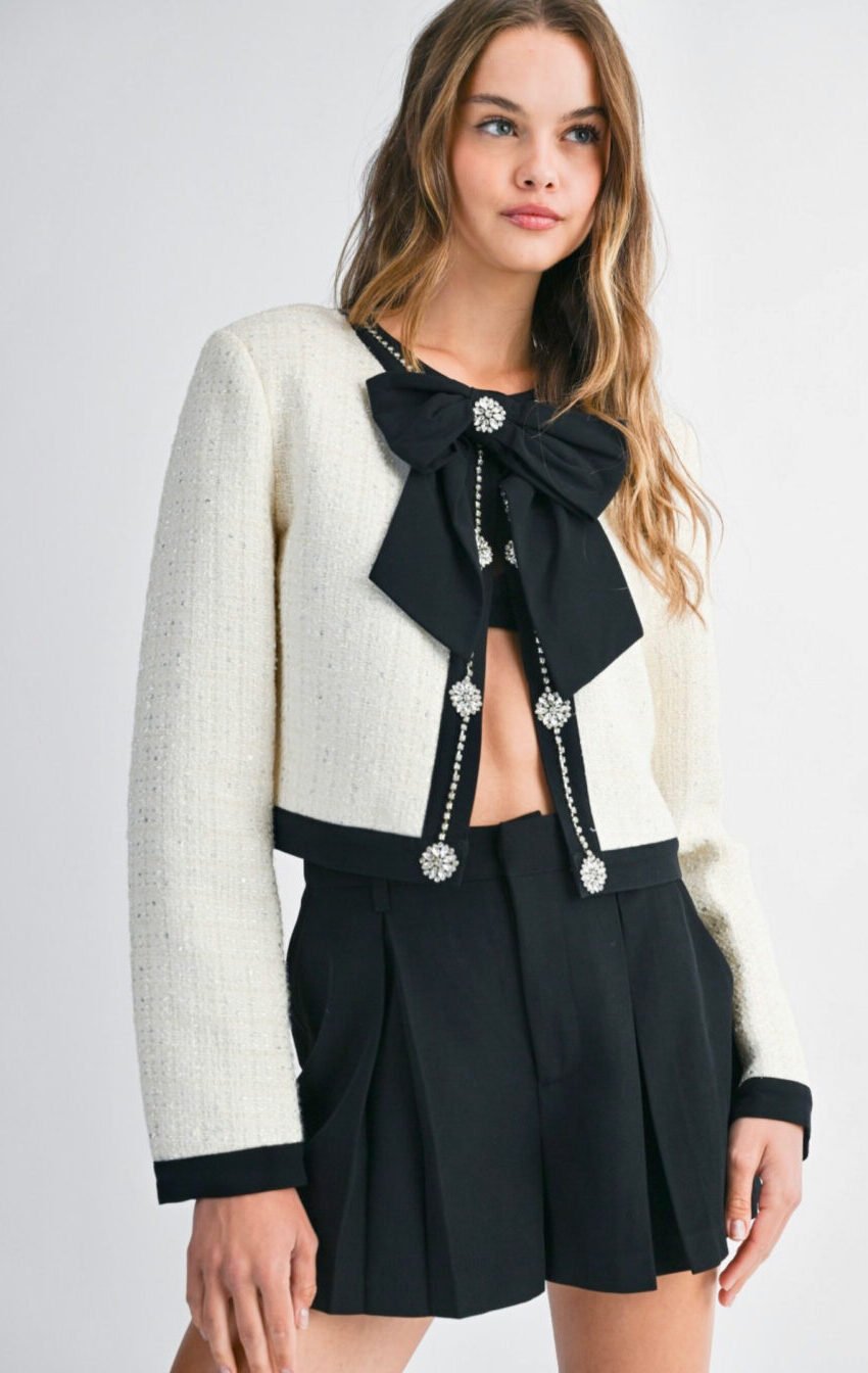 jacket tweed con moño negro - Image 2