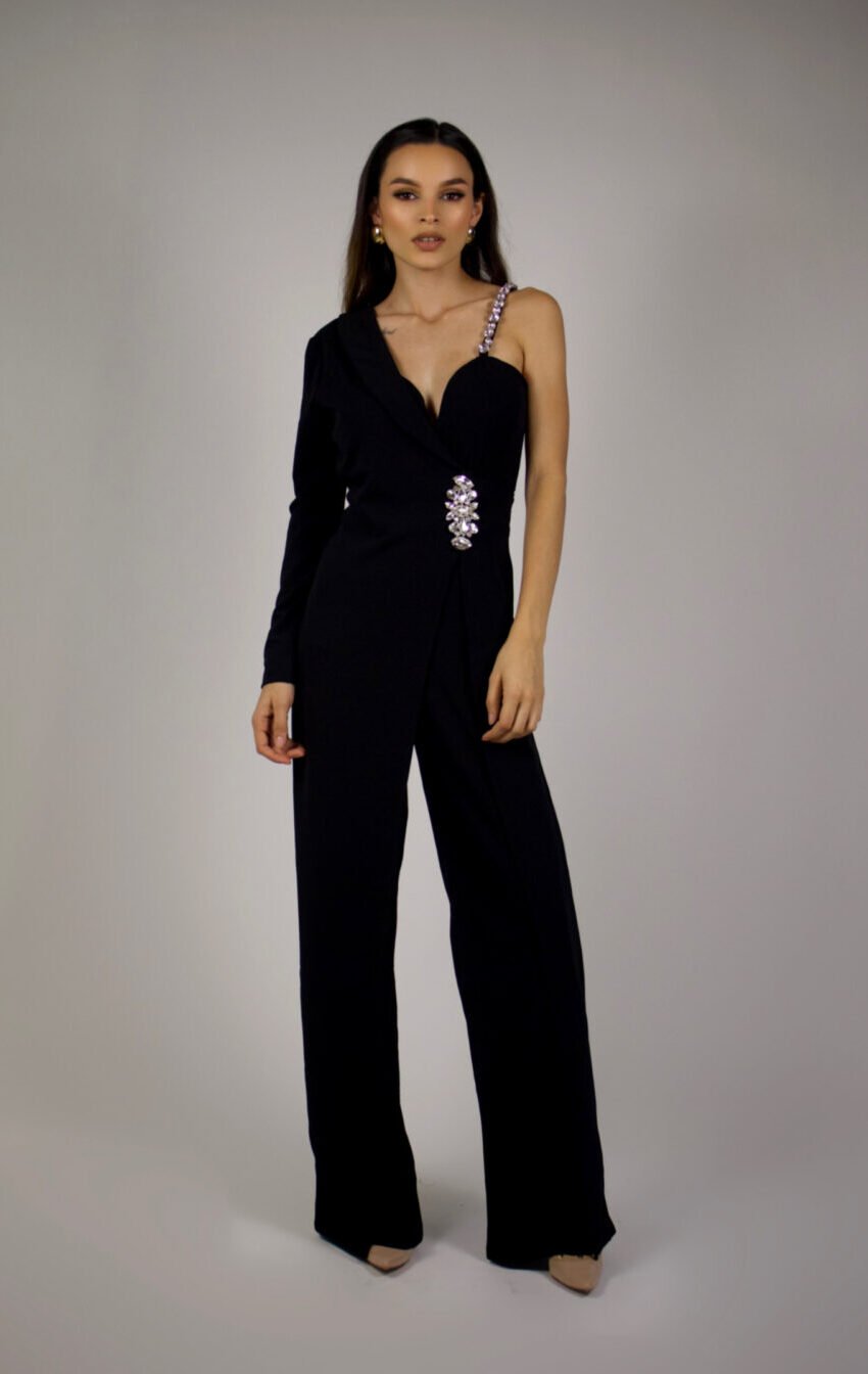 palazzo una manga con detalle de pedreria