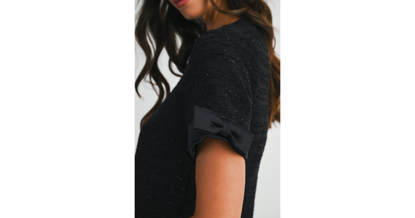 vestido negro tweed con moños - Image 3