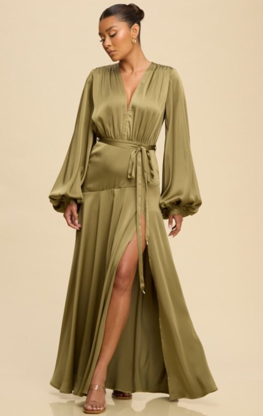 vestido maxi satin con abertura - Image 4