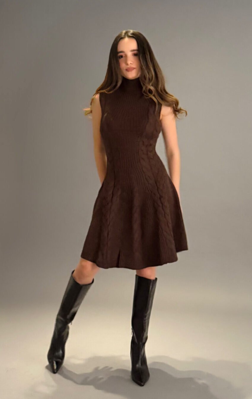 vestido de punto cuello alto