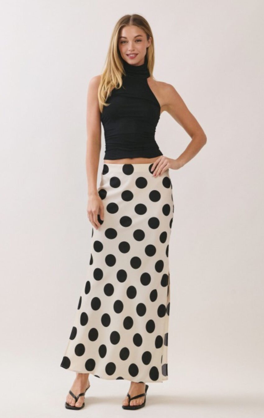 falda de satin polka