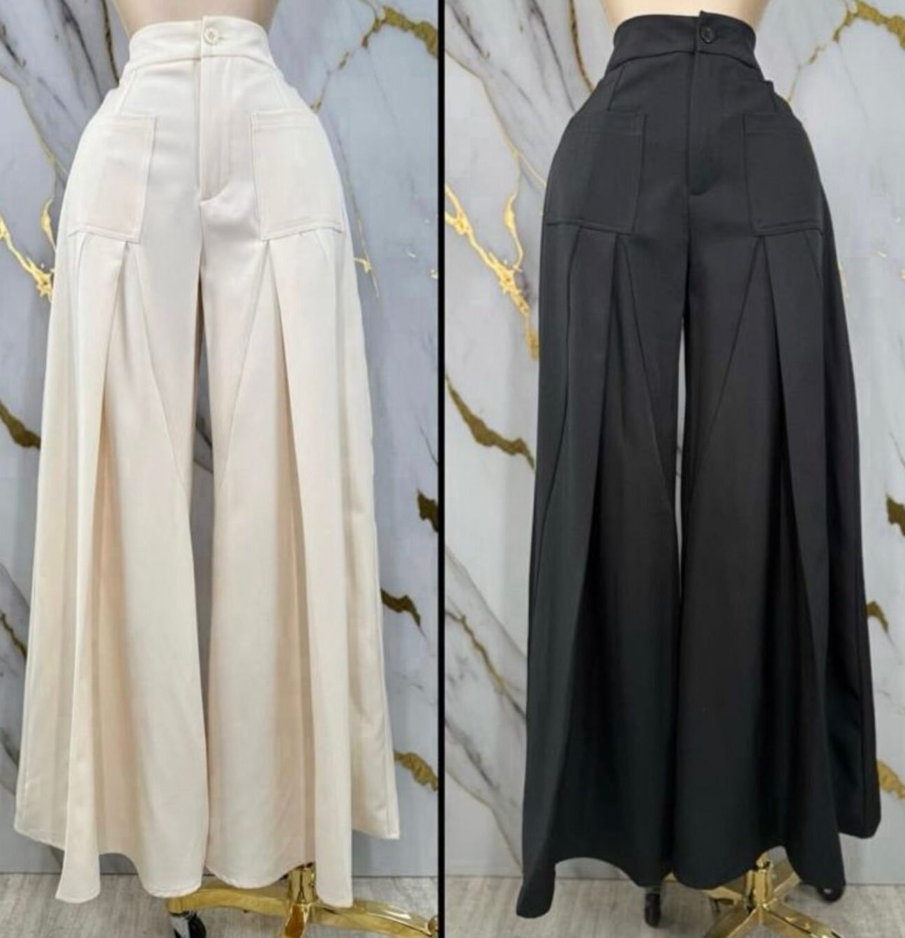 pantalon palazzo ancho con pinza - Image 3