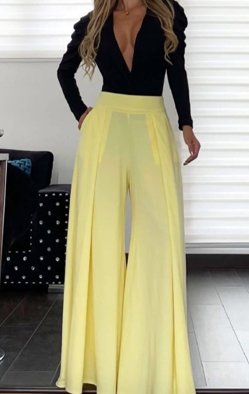 pantalon palazzo ancho con pinza