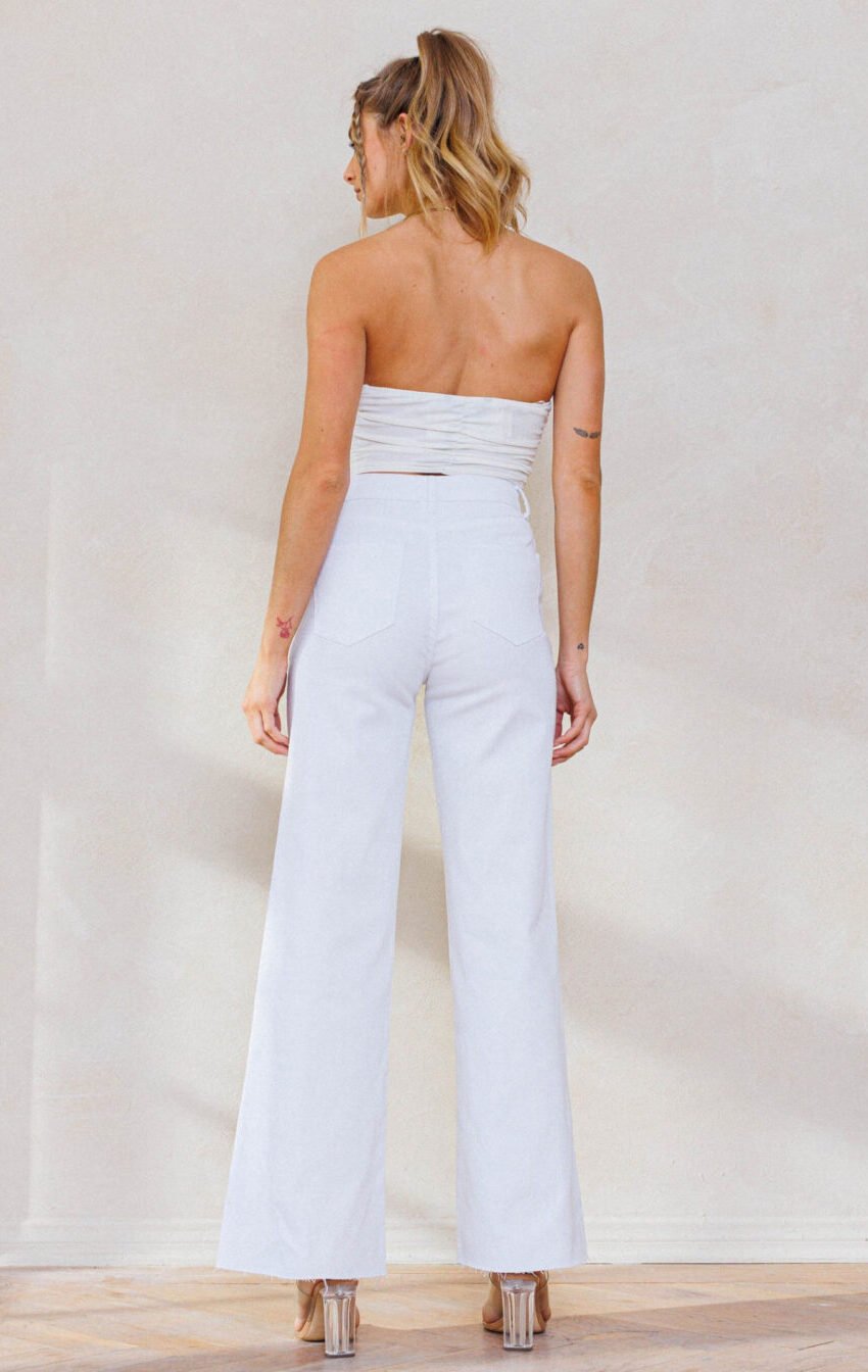jeans blanco ancho corte recto - Image 2