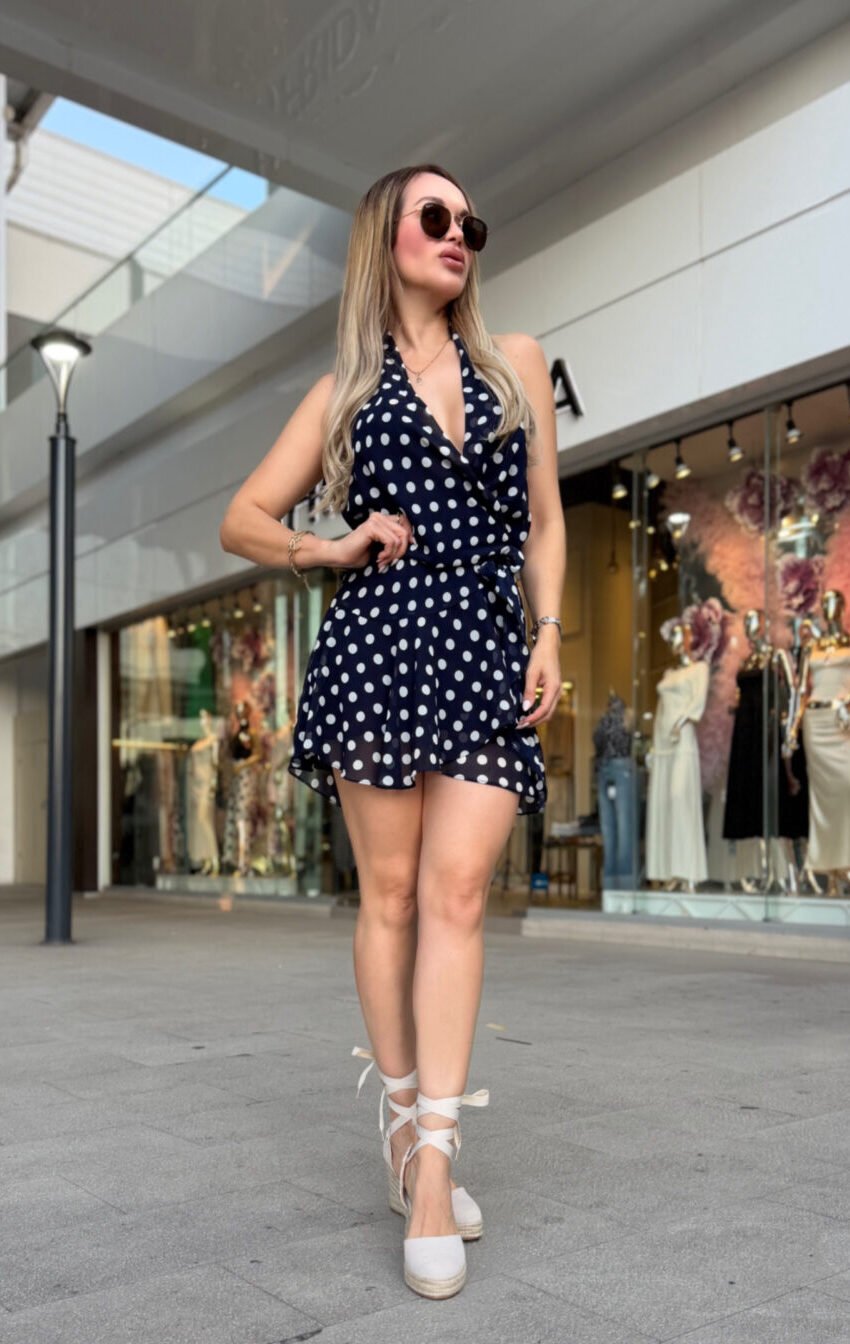 vestido polka navy