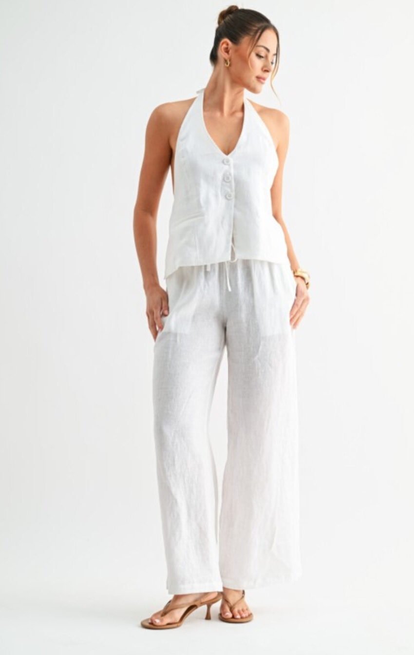 pantalon ancho de lino