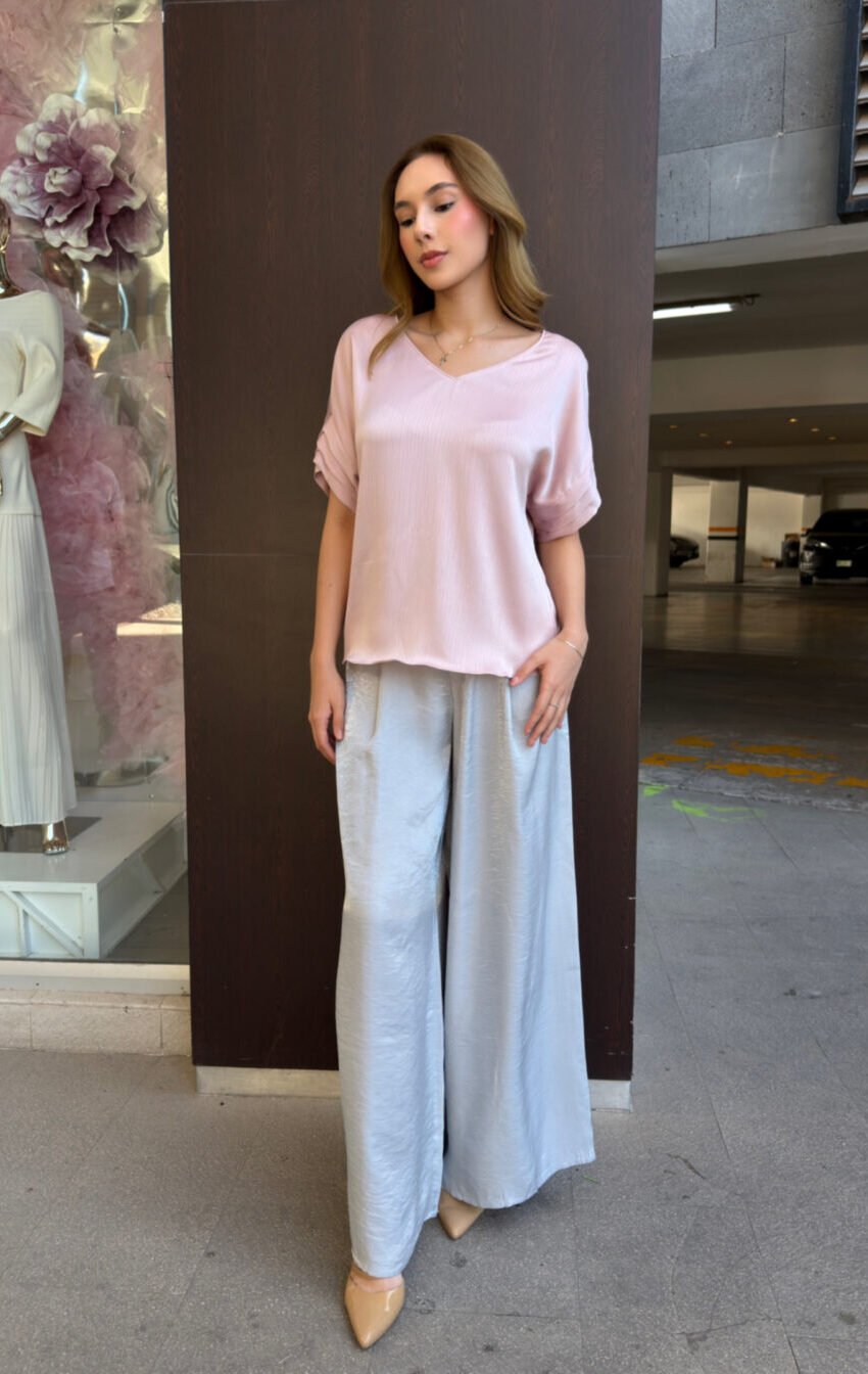 pantalon satinado con cinto - Image 5