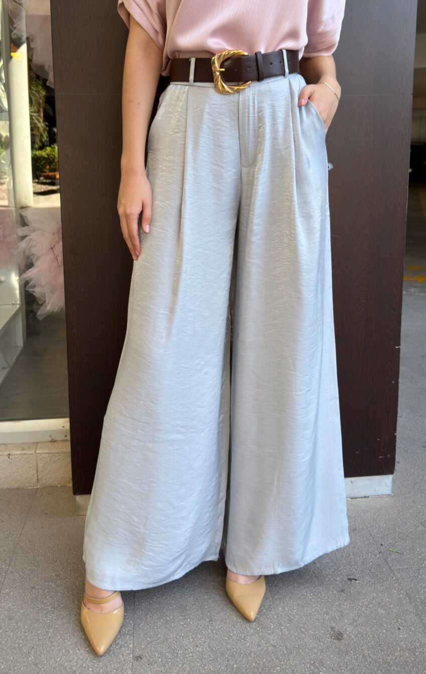 pantalon satinado con cinto - Image 2