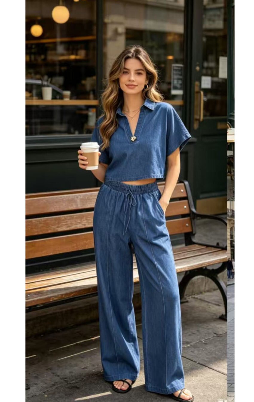 conjunto denim pants