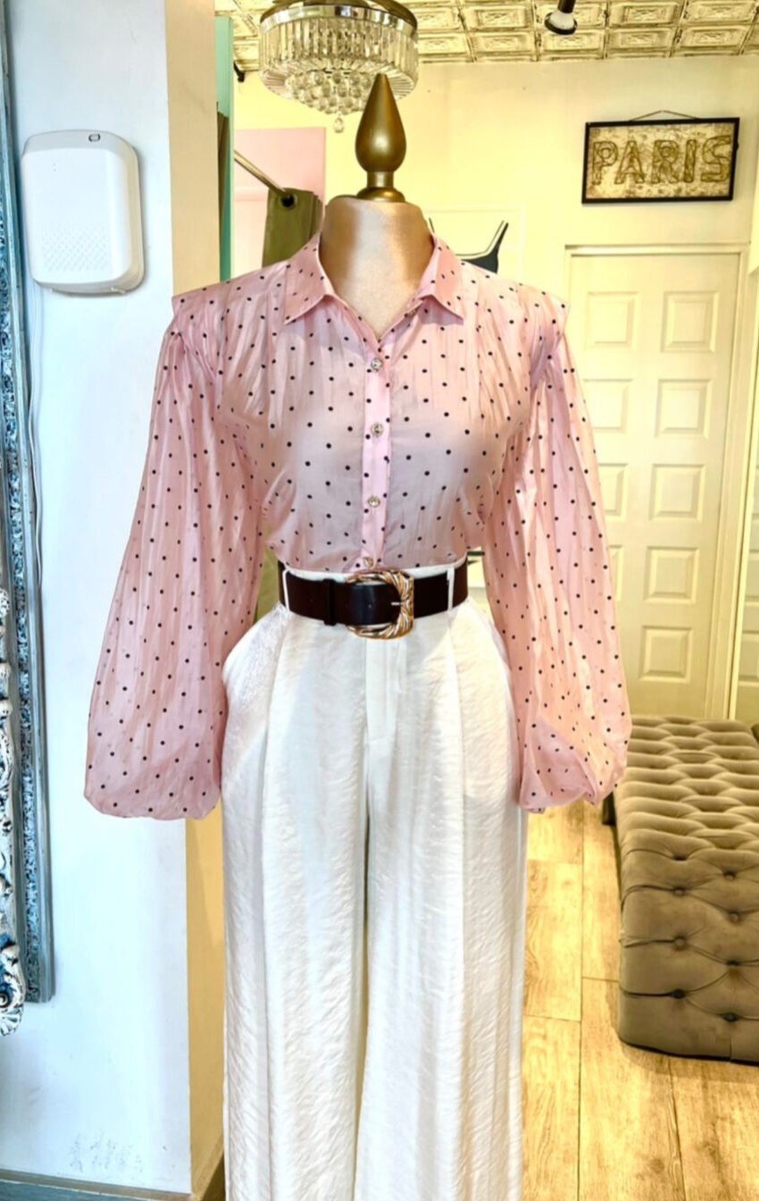 BLUSA POLKA con mangas abullonadas