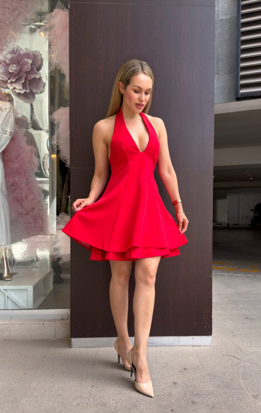 vestido rojo halter