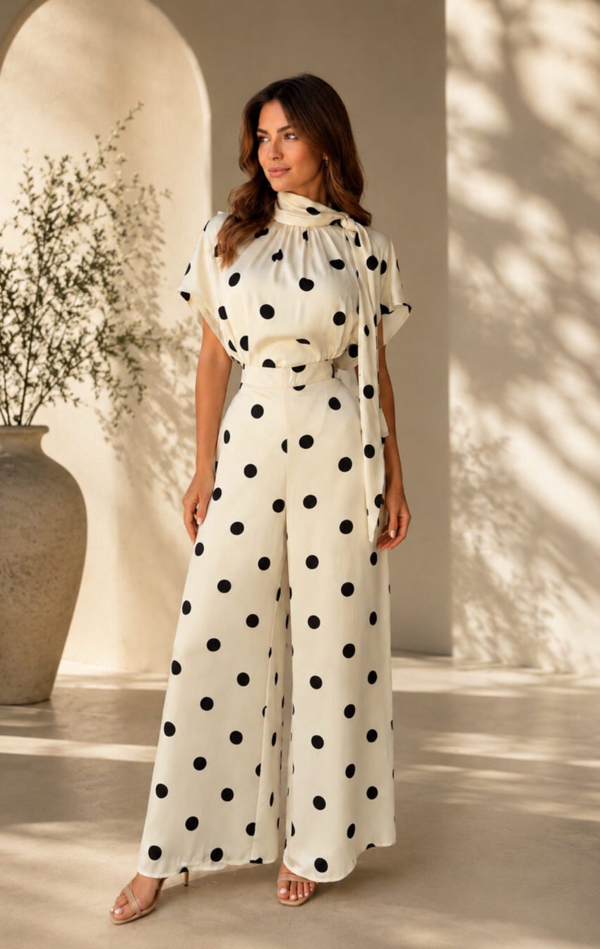 conjunto satinado polka