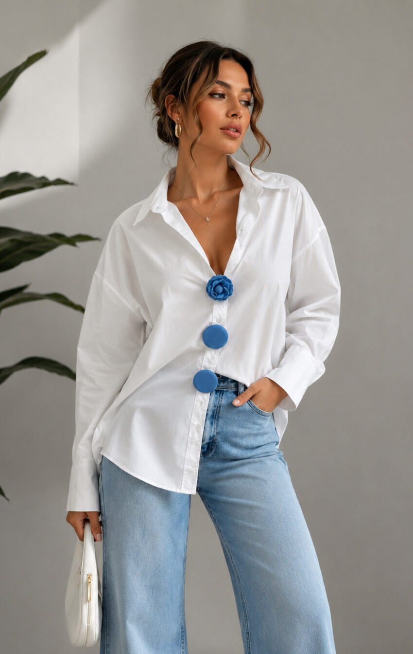 camisa con boton grande