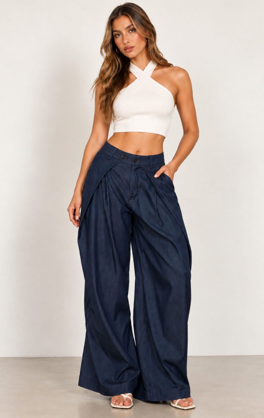 pantalones anchos envueltos