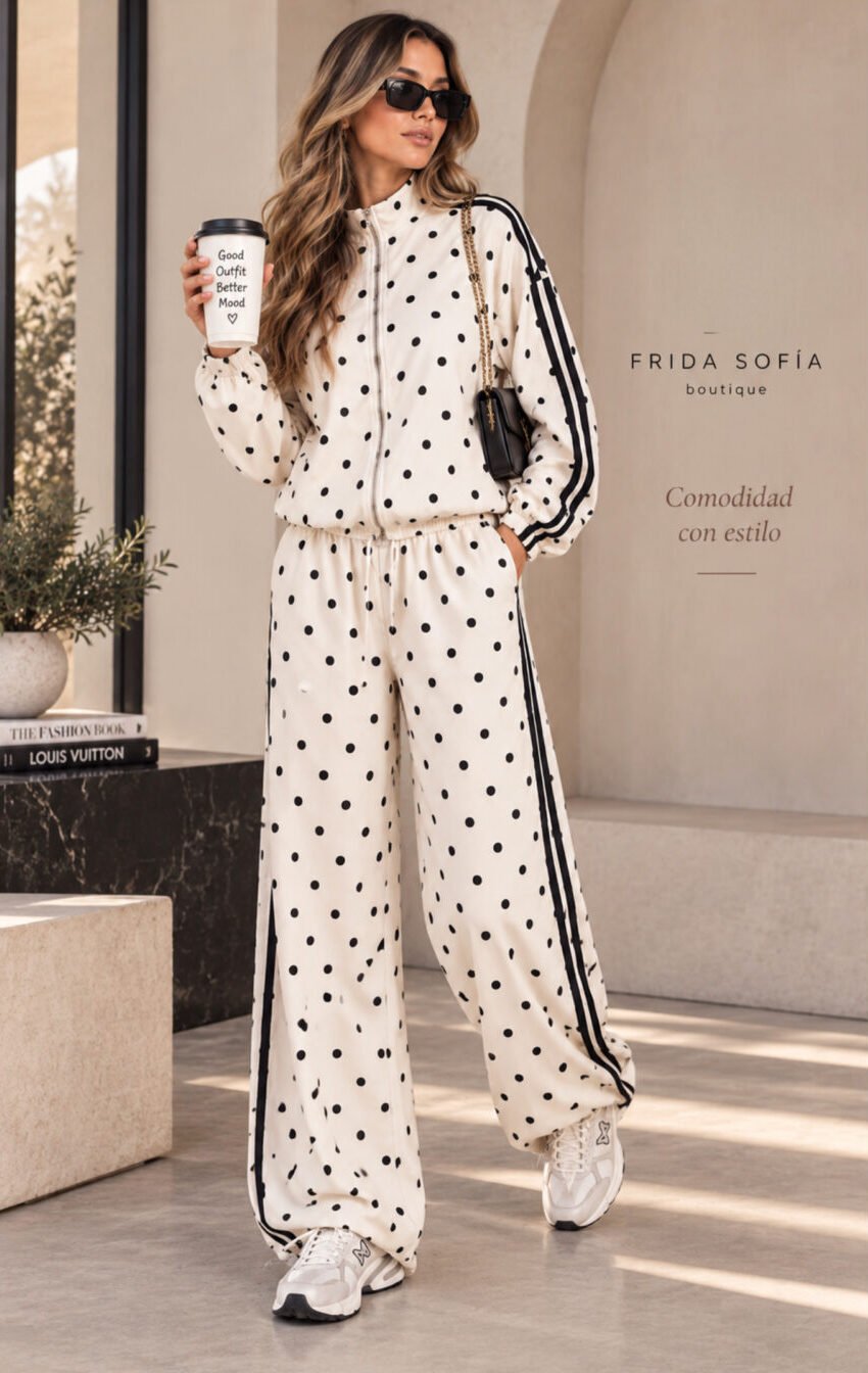 pants set polka nude