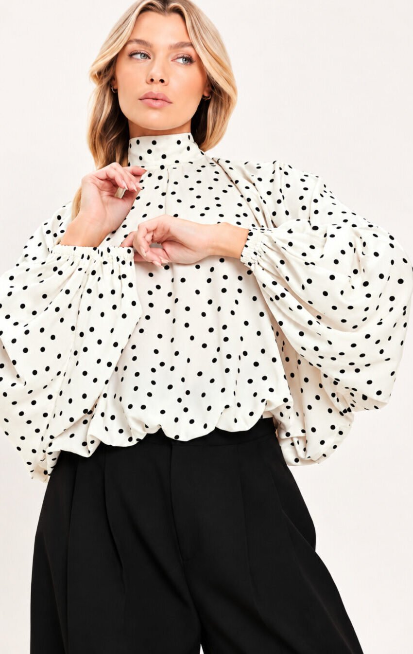 top polka con mangas abullonadas - Image 2